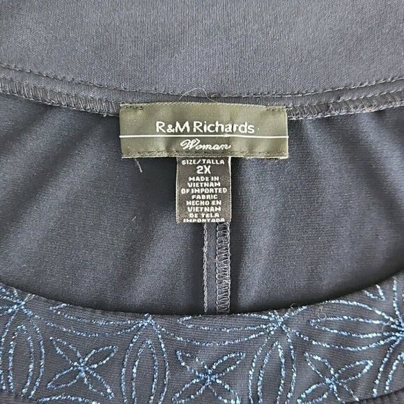 R&M Richards Woman 2 Piece Dress Suit Navy with Blue Embellishments Quiet Luxury - Picture 7 of 16